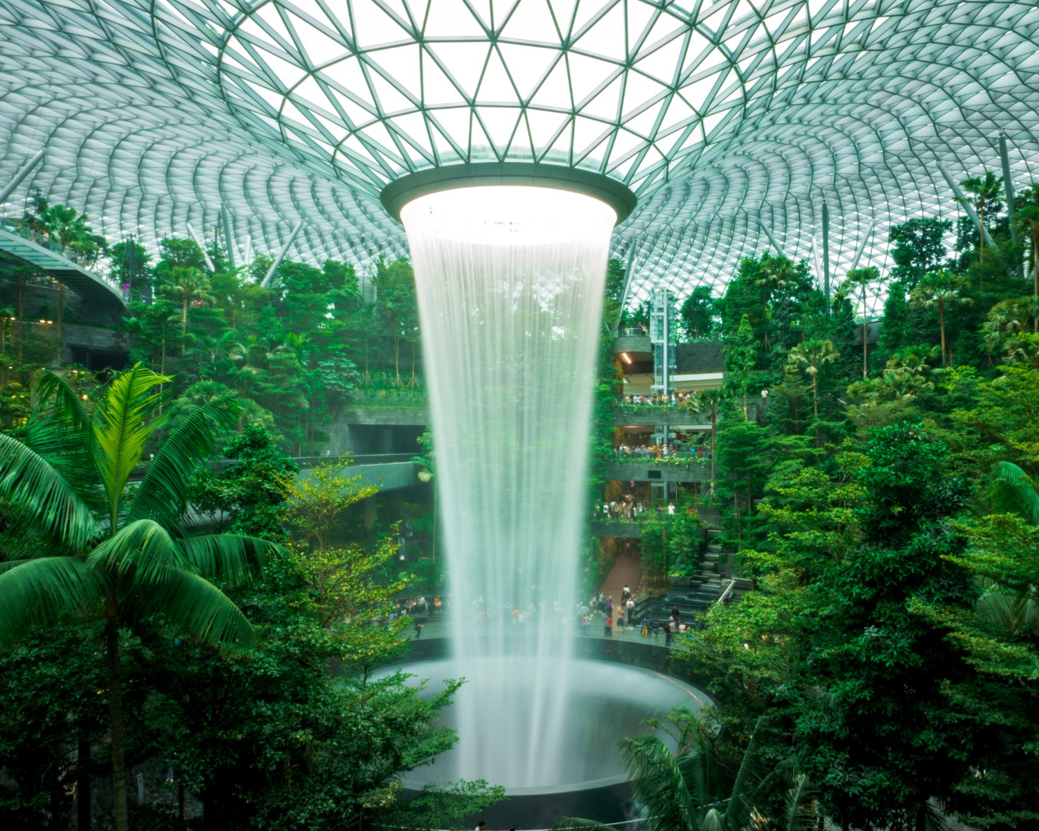 Rain Vortex waterfall in Jewel Changi Airport