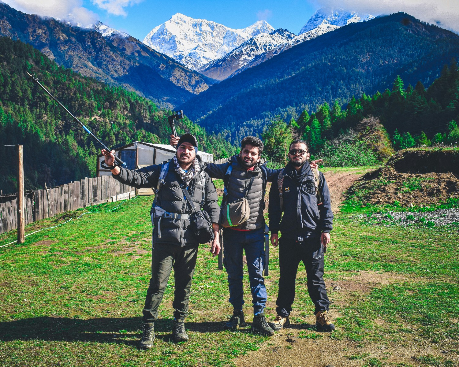 Sherpa porter carrying supplies on mountain trail